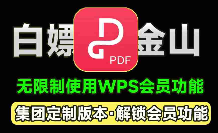 白嫖WPS会员功能！金山PDF专业版，xxx集团定制专业版，无限制免费使用会员功能，太香了